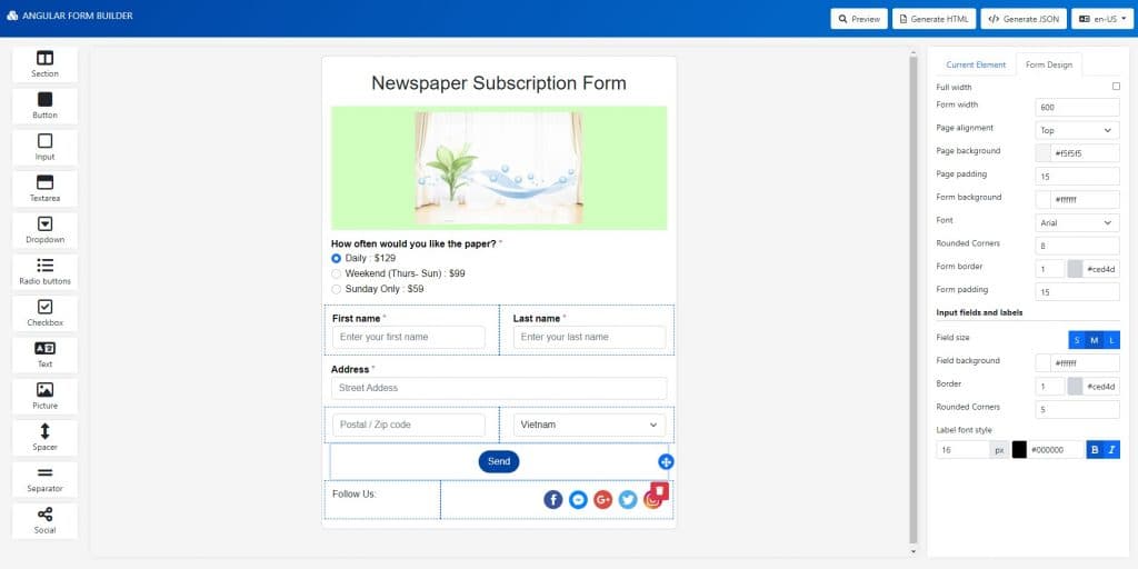 Angular Drag And Drop Form Builder
